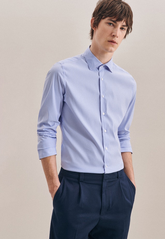 Slim Chemise performance Carreaux in Bleu Clair |  Seidensticker Onlineshop