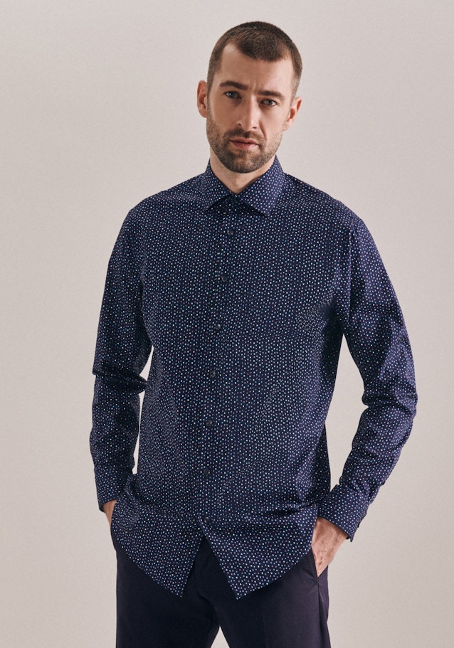 Business Shirt in Regular with Kent-Collar in Dark Blue |  Seidensticker Onlineshop