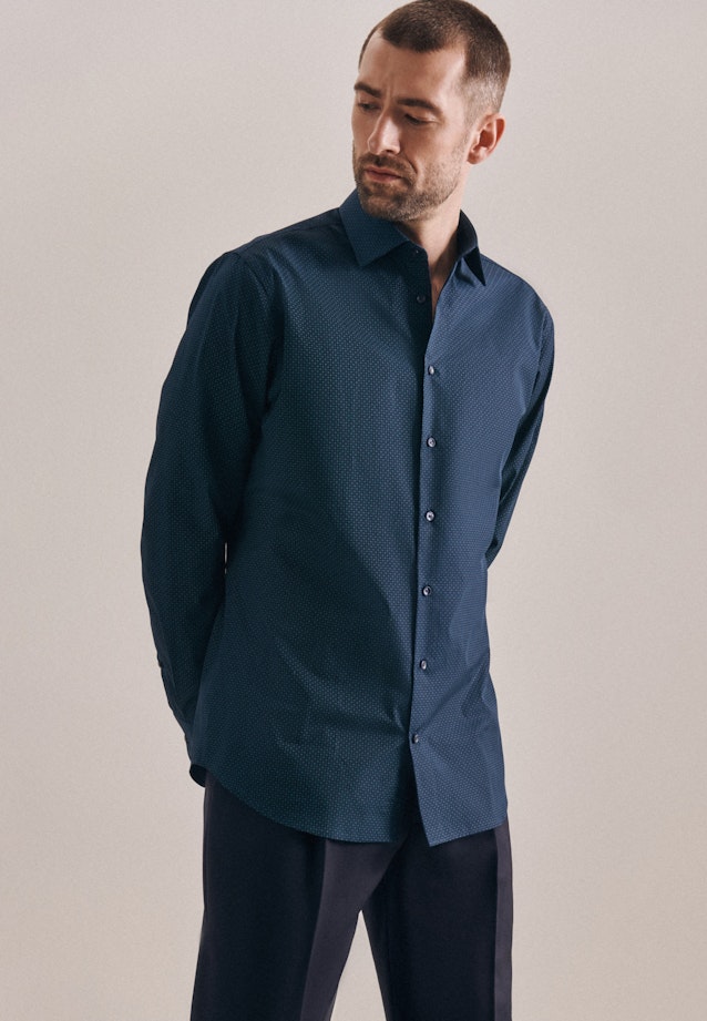 Shaped Business Hemd Druck in Dunkelblau |  Seidensticker Onlineshop