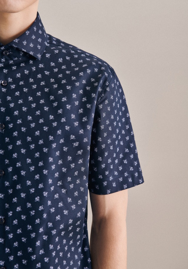 Oxford korte arm Oxfordhemd in Shaped with Kentkraag in Donkerblauw |  Seidensticker Onlineshop