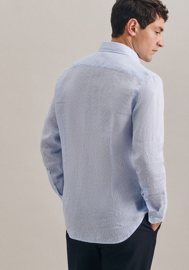 Linen shirt in Slim with Kent-Collar in Turquoise |  Seidensticker Onlineshop