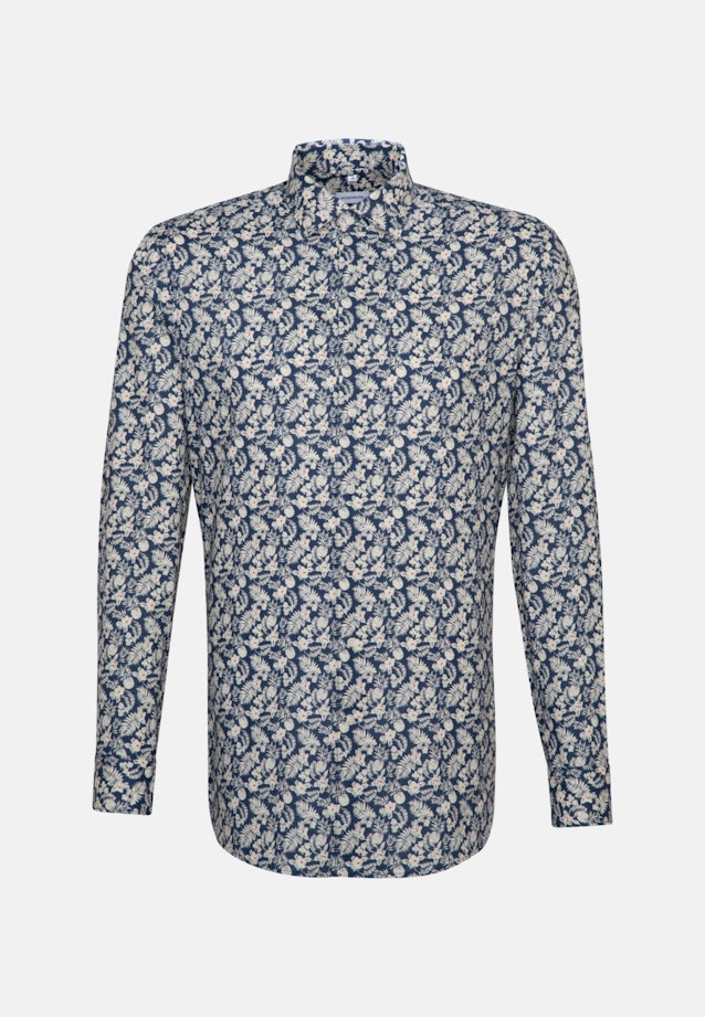 Slim Linnen hemd Print in Bruin |  Seidensticker Onlineshop