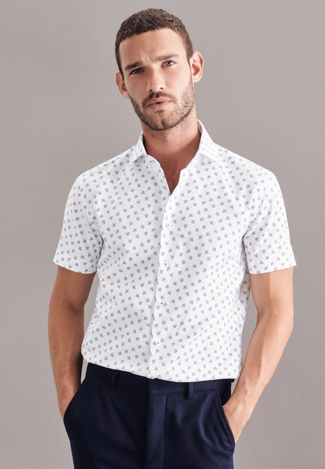 Slim Oxfordhemd Print in Weiß |  Seidensticker Onlineshop