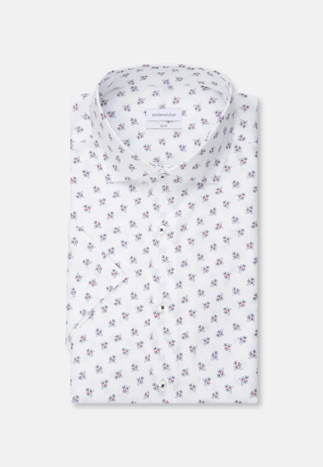 Slim Oxfordhemd Print in Weiß |  Seidensticker Onlineshop