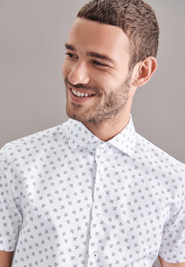 Slim Oxfordhemd Print in Weiß |  Seidensticker Onlineshop