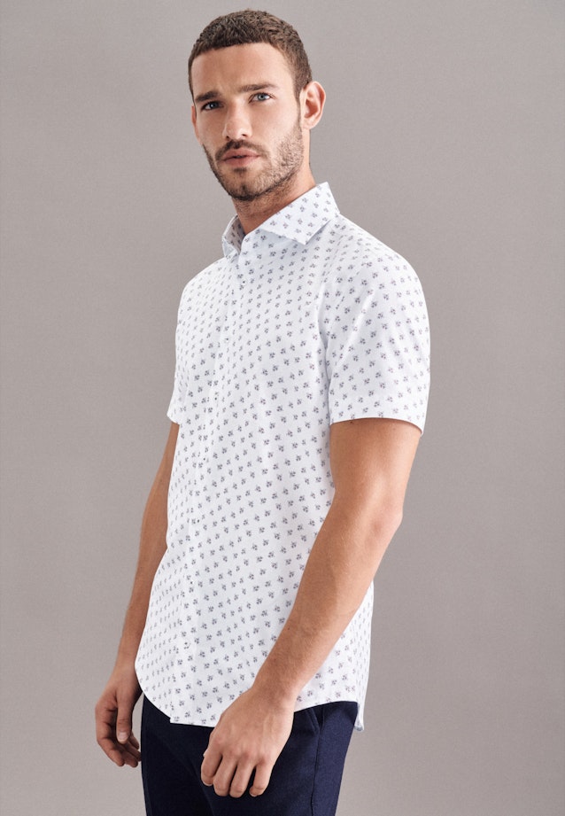 Slim Oxfordhemd Print in Weiß |  Seidensticker Onlineshop