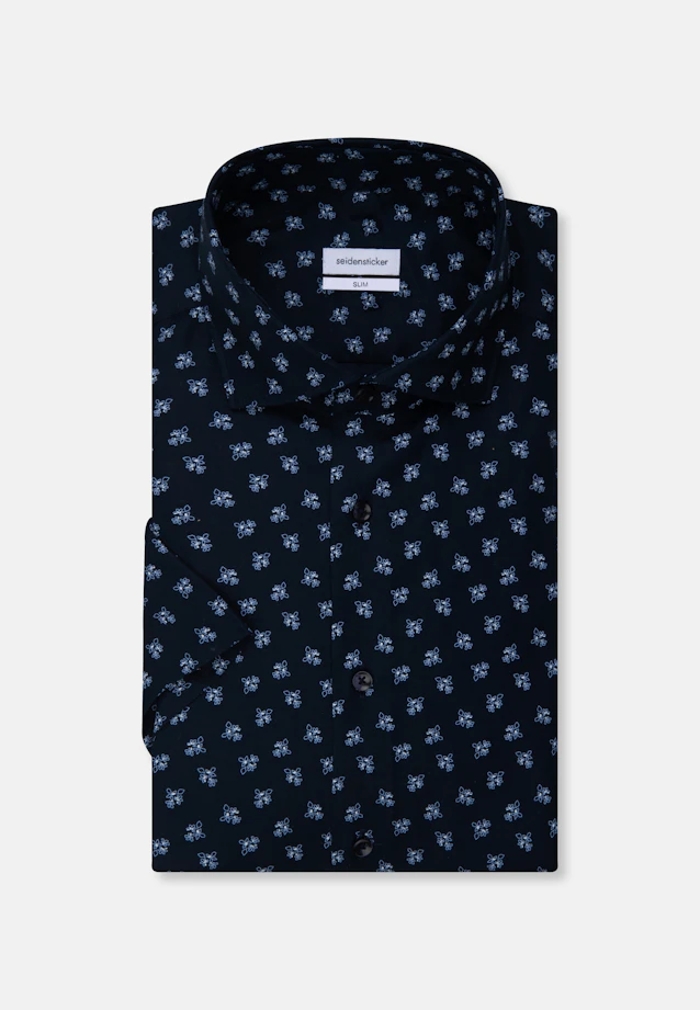 Slim Oxfordhemd Print in Dunkelblau |  Seidensticker Onlineshop