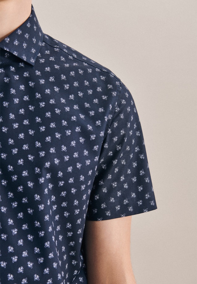 Slim Oxfordhemd Print in Dunkelblau |  Seidensticker Onlineshop