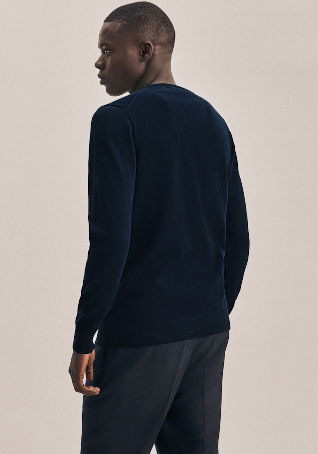 Gerader Schnitt (Normal-Fit) Pullover Imprimé in Bleu Foncé | Seidensticker Onlineshop