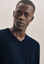 Gerader Schnitt (Normal-Fit) Pullover Druck in Dunkelblau |  Seidensticker Onlineshop