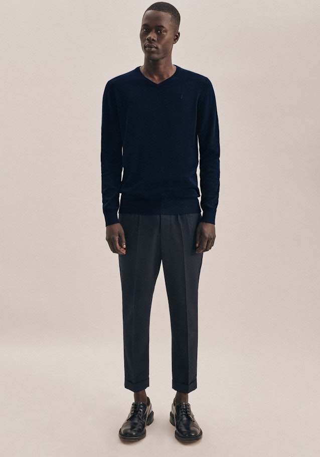 Gerader Schnitt (Normal-Fit) Pullover Imprimé in Bleu Foncé | Seidensticker Onlineshop