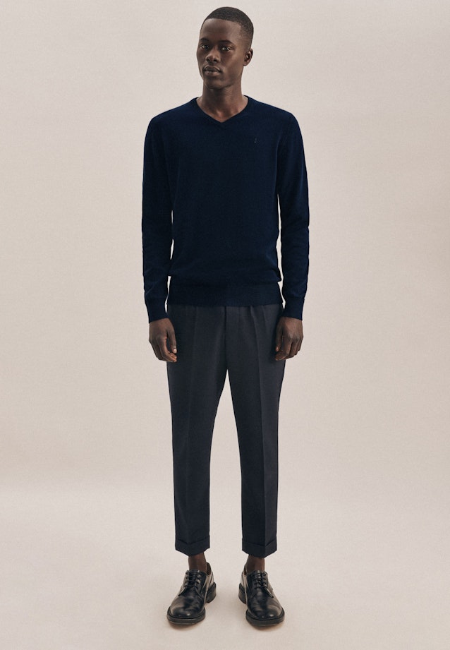 Gerader Schnitt (Normal-Fit) Pullover Druck in Dunkelblau |  Seidensticker Onlineshop