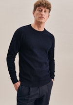 Crew Neck Pullover Druck in Dark Blue |  Seidensticker Onlineshop