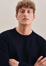 Crew Neck Pullover Druck in Dark Blue |  Seidensticker Onlineshop