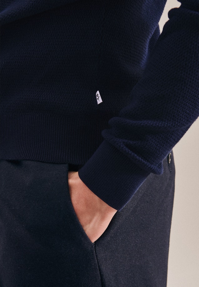 Crew Neck Pullover Druck in Dark Blue |  Seidensticker Onlineshop