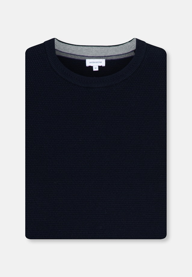 Crew Neck Pullover Druck in Dark Blue |  Seidensticker Onlineshop