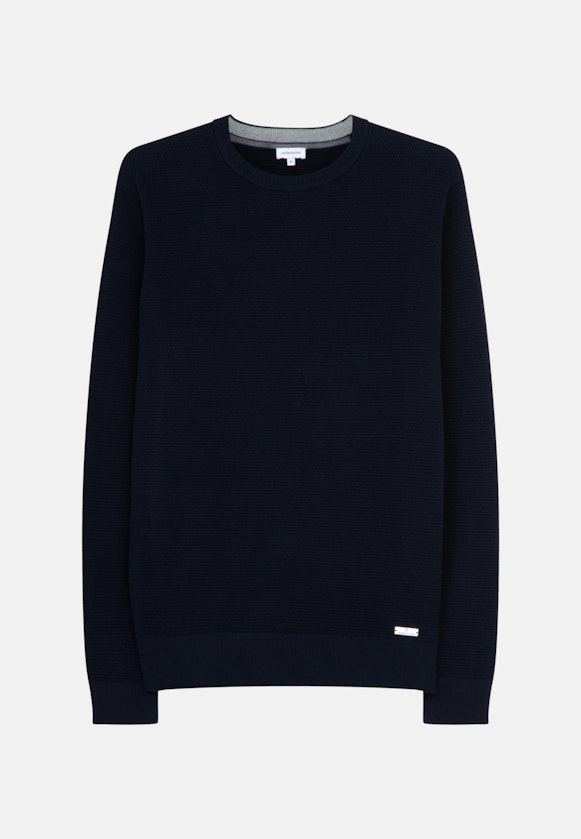 Crew Neck Pullover Druck in Dark Blue |  Seidensticker Onlineshop