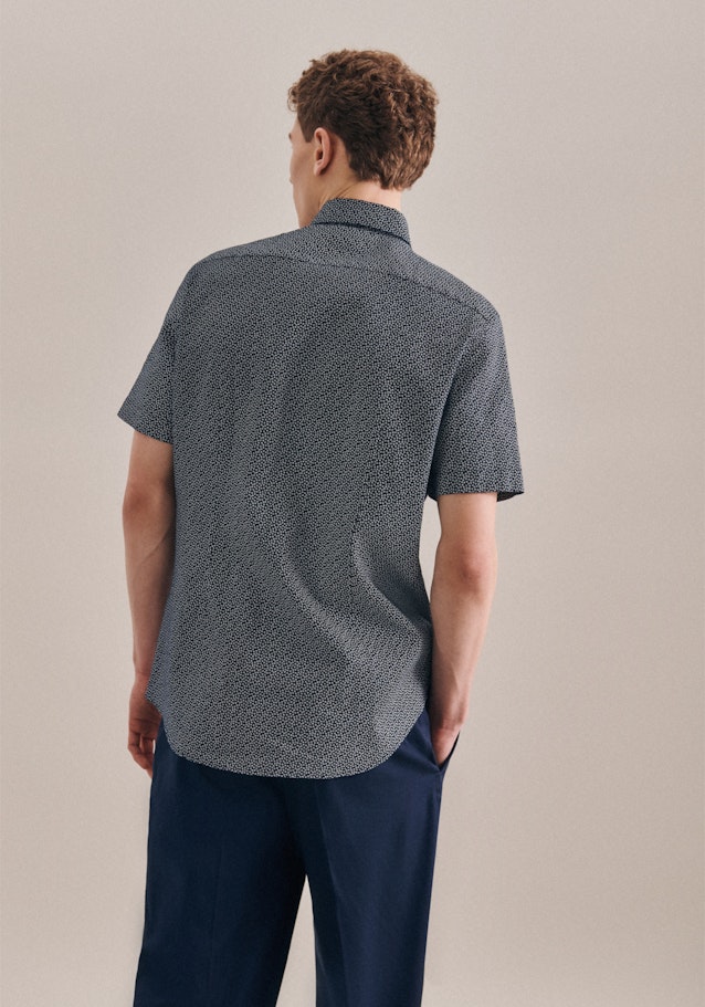 Leinen Kurzarm Leinenhemd in Slim mit Kentkragen in Dunkelblau |  Seidensticker Onlineshop