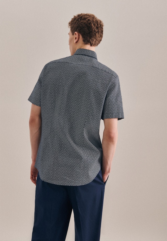 Leinen Kurzarm Leinenhemd in Slim mit Kentkragen in Dunkelblau |  Seidensticker Onlineshop