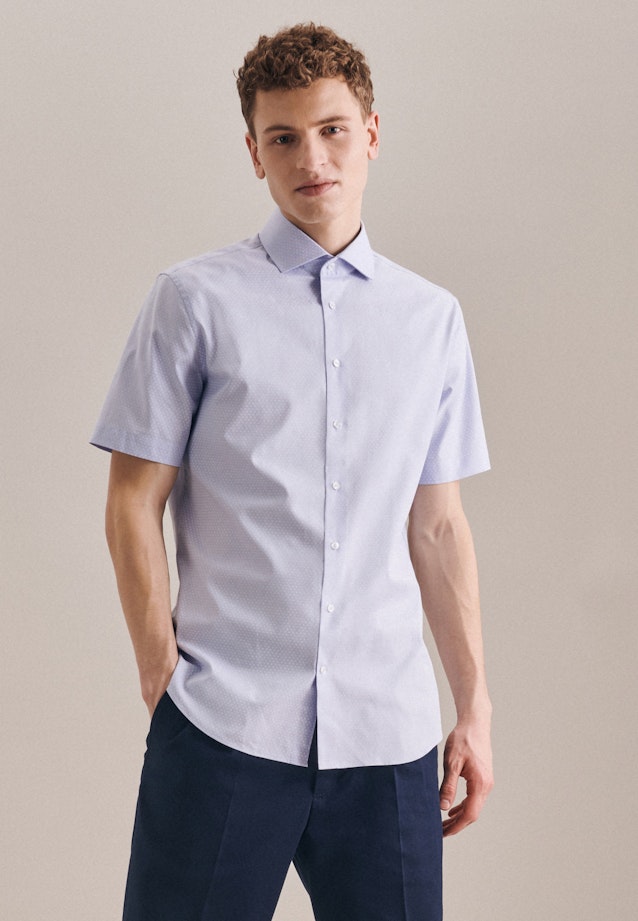 Chemise oxford Slim Manche courte Col Kent in Bleu Clair |  Seidensticker Onlineshop