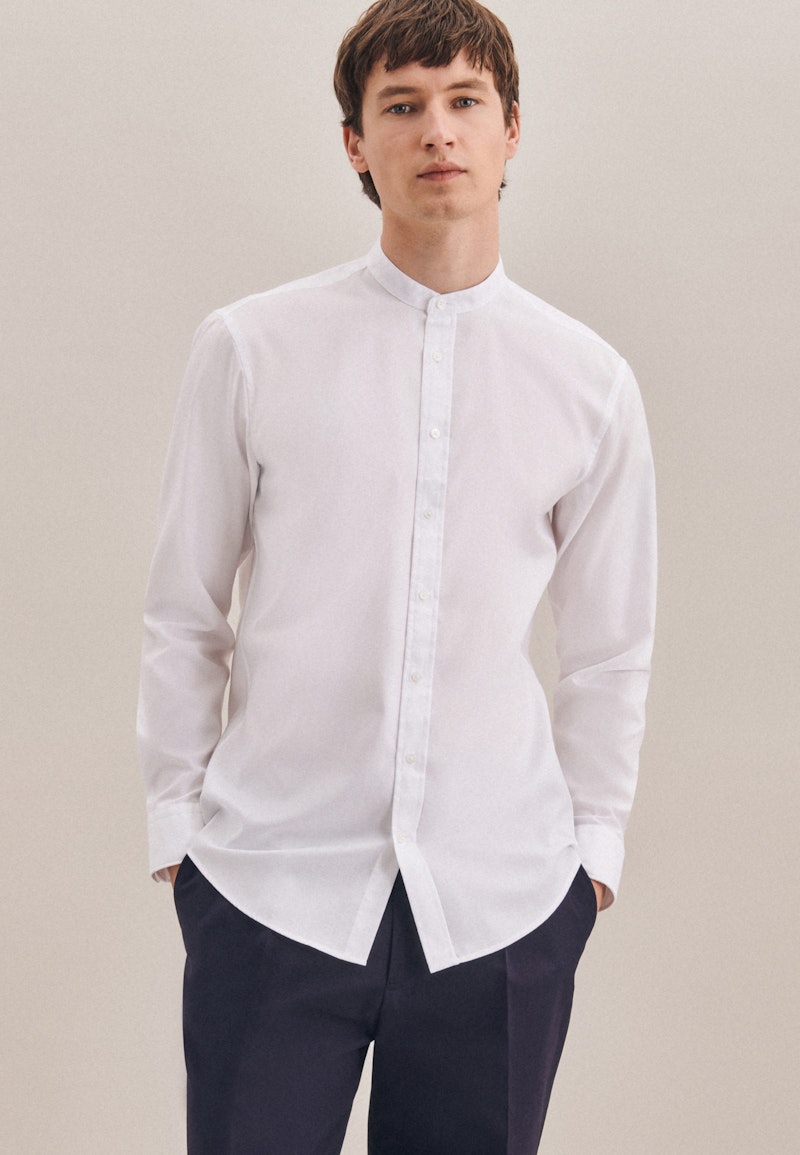 Non-iron Twill Business Shirt in Regular with Stand-Up Collar