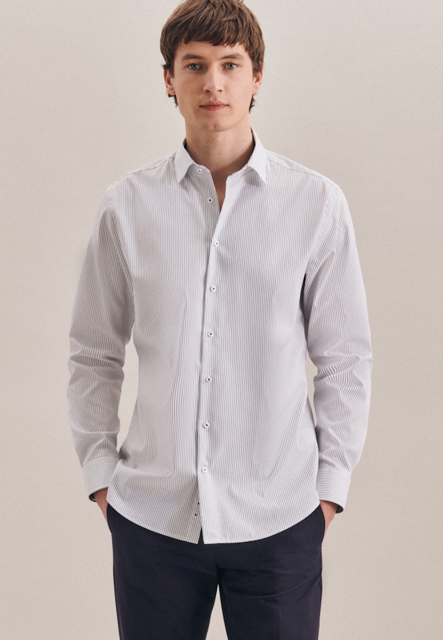 Shaped Oxfordhemd Streifen in Dunkelblau |  Seidensticker Onlineshop