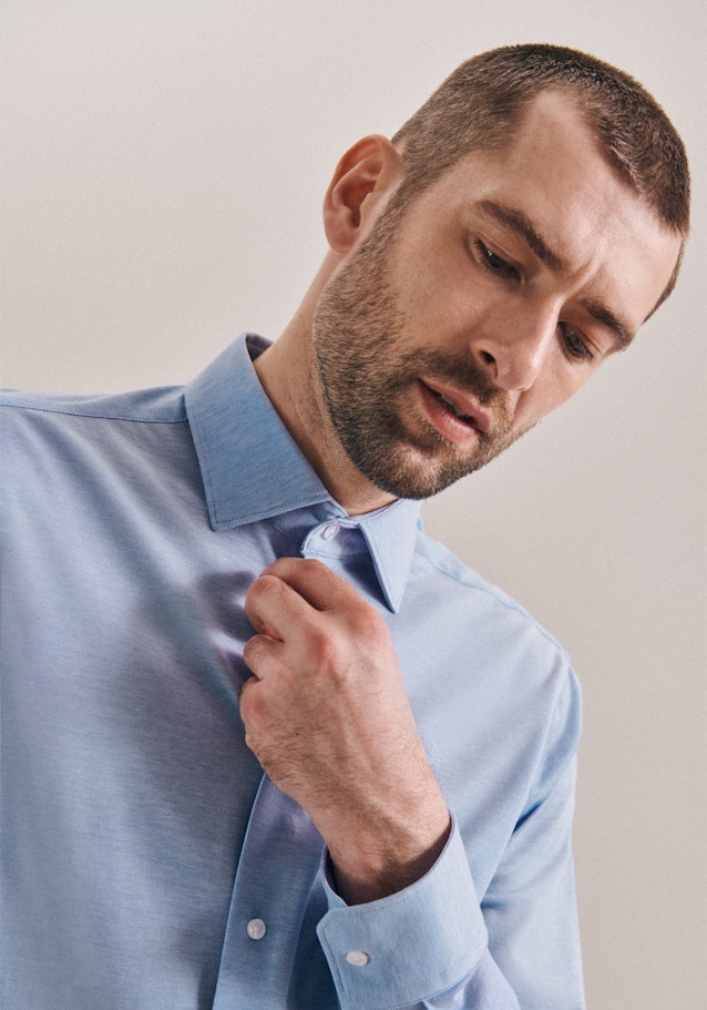 Chemise En Jersey Regular Manche Longue Classique in Bleu Clair |  Seidensticker Onlineshop