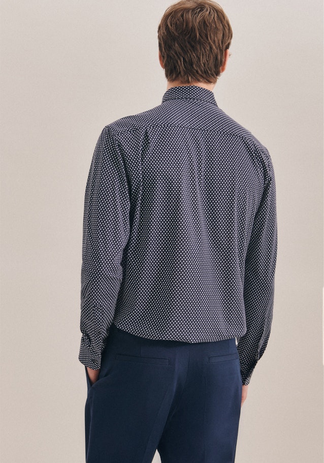 Regular Jerseyhemd Druck in Dunkelblau | Seidensticker Onlineshop