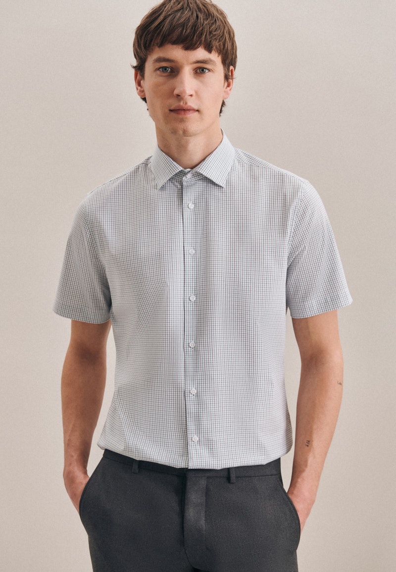 Non-iron Oxford Short sleeve Oxford shirt in Shaped with Kent-Collar