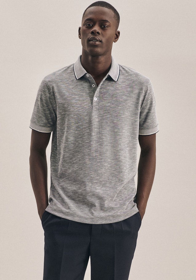 Kragen Polo-Shirt Tailliert (Slim-Fit) in Grau |  Seidensticker Onlineshop