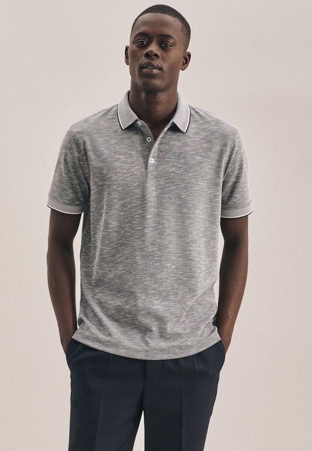 Tailliert (Slim-Fit) Polo Imprimé in Gris |  Seidensticker Onlineshop