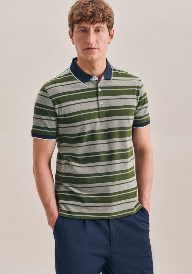 Kragen Polo-Shirt Tailliert (Slim-Fit) in Grün | Seidensticker Onlineshop