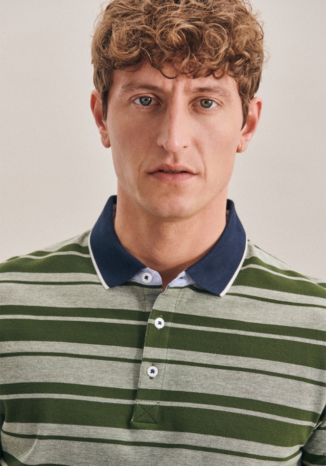 Kragen Polo-Shirt Tailliert (Slim-Fit) in Grün |  Seidensticker Onlineshop