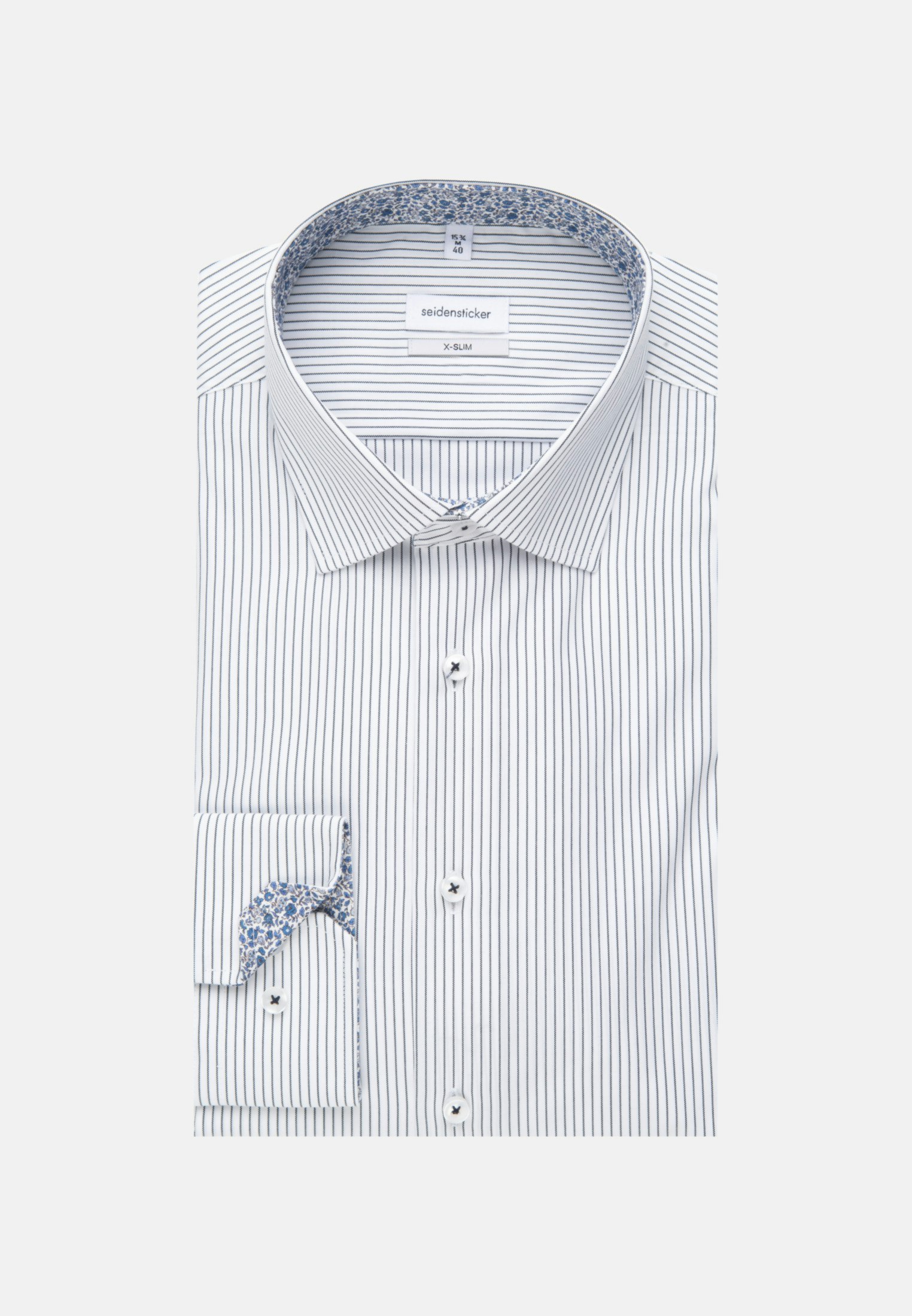 Men X-Slim Oxfordhemd Stripes dark blue | Seidensticker