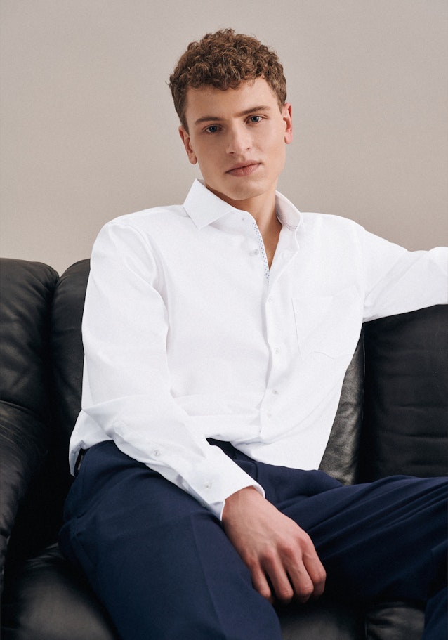 Non-iron Twill Business Shirt in Regular with Kent-Collar in White |  Seidensticker Onlineshop