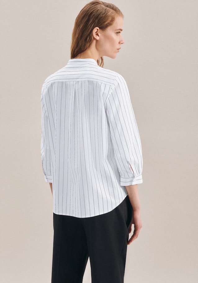 3/4-sleeve Twill Stand-Up Blouse in White |  Seidensticker Onlineshop