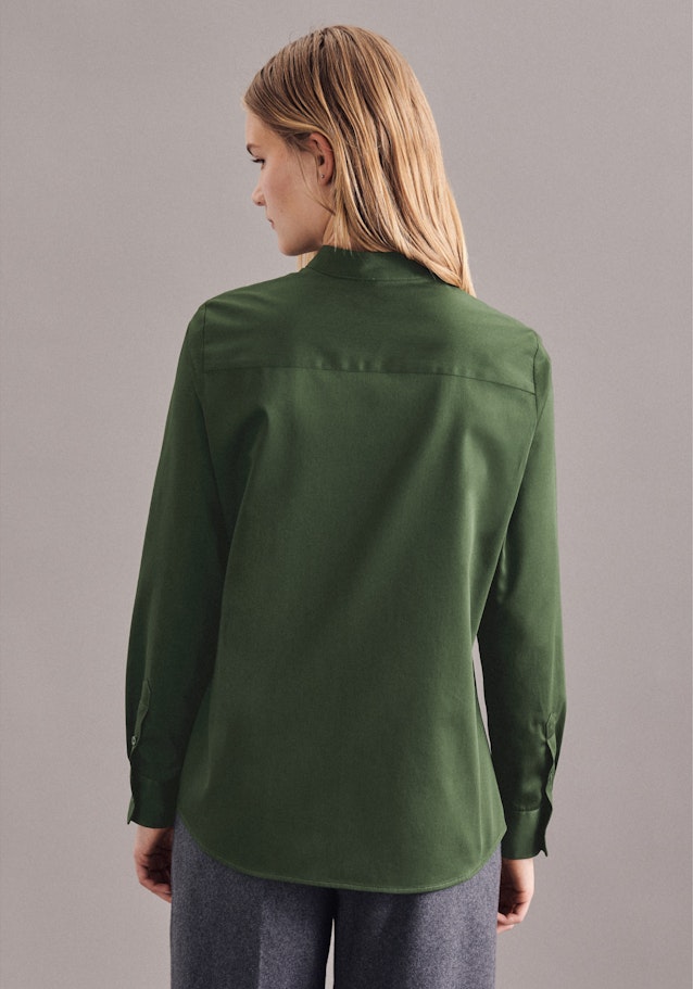 Long sleeve Satin Stand-Up Blouse in Green |  Seidensticker Onlineshop