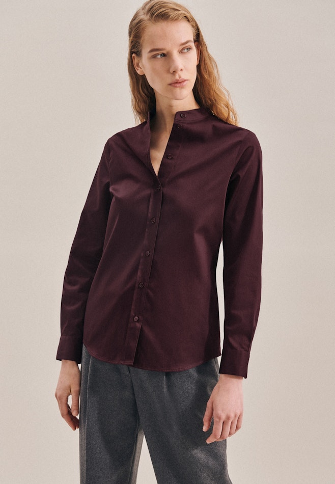 Long sleeve Satin Stand-Up Blouse in Red | Seidensticker online shop