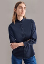 Long sleeve Satin Stand-Up Blouse in Dark Blue |  Seidensticker Onlineshop