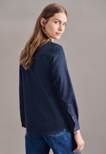 Long sleeve Satin Stand-Up Blouse in Dark Blue |  Seidensticker Onlineshop