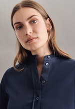 Long sleeve Satin Stand-Up Blouse in Dark Blue |  Seidensticker Onlineshop