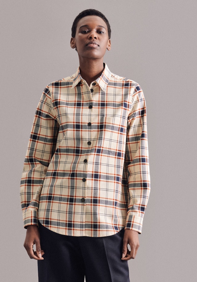 Long sleeve Flannel Shirt Blouse in Ecru |  Seidensticker Onlineshop