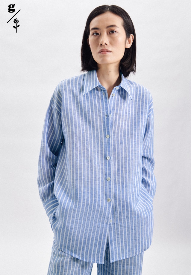 Blouse longue Lin in Bleu Moyen |  Seidensticker Onlineshop