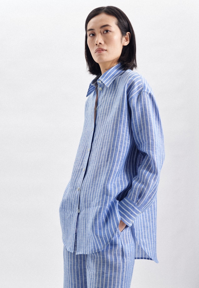 Kragen Longbluse Oversized in Mittelblau |  Seidensticker Onlineshop