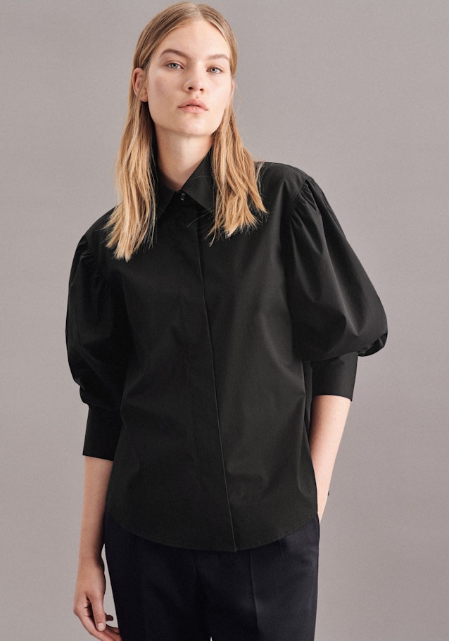 7/8-sleeve Poplin Shirt Blouse in Black | Seidensticker Onlineshop