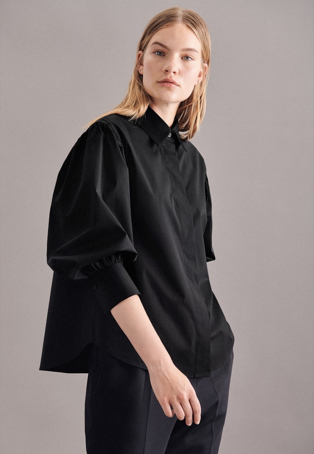 7/8-sleeve Poplin Shirt Blouse in Black |  Seidensticker Onlineshop