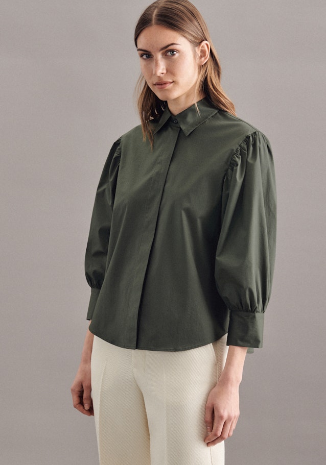 7/8-sleeve Poplin Shirt Blouse in Green | Seidensticker Onlineshop