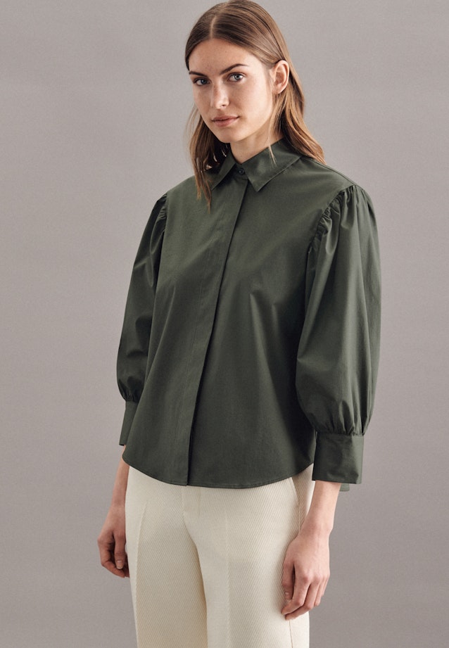 7/8-sleeve Poplin Shirt Blouse in Green |  Seidensticker Onlineshop
