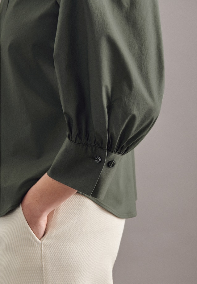 7/8-sleeve Poplin Shirt Blouse in Green |  Seidensticker Onlineshop