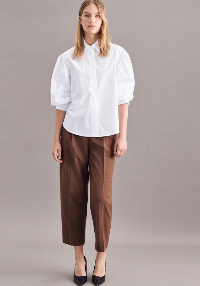 7/8-sleeve Poplin Shirt Blouse in White | Seidensticker Onlineshop